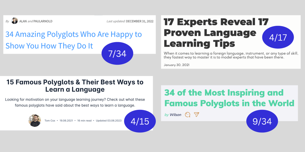 Famous polyglots on multiple language learning sites