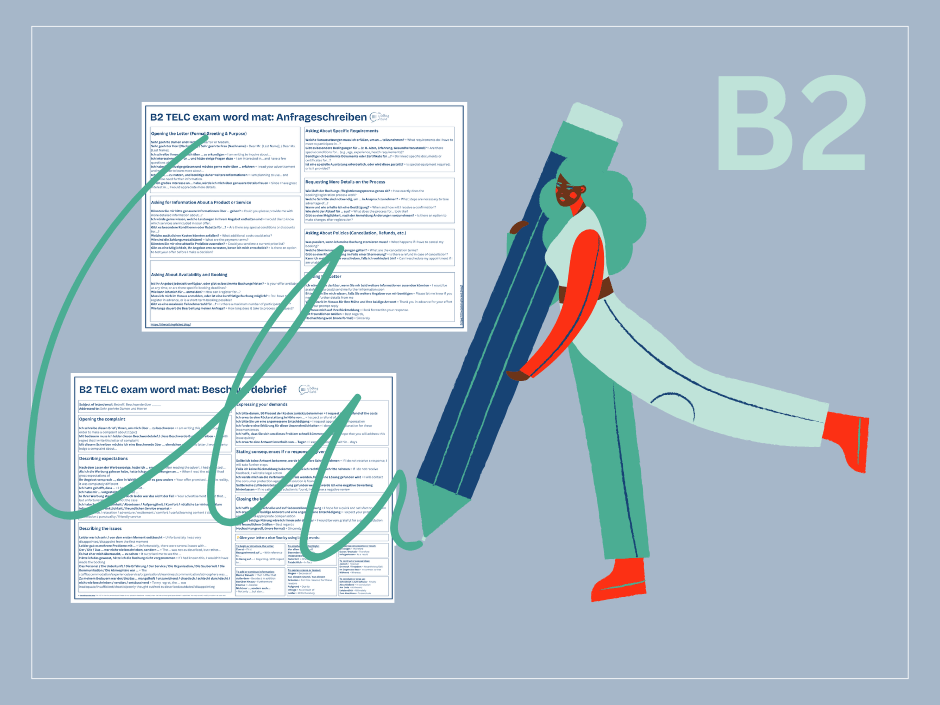 Master the B2 TELC German writing exam with these 3 free cheat sheets